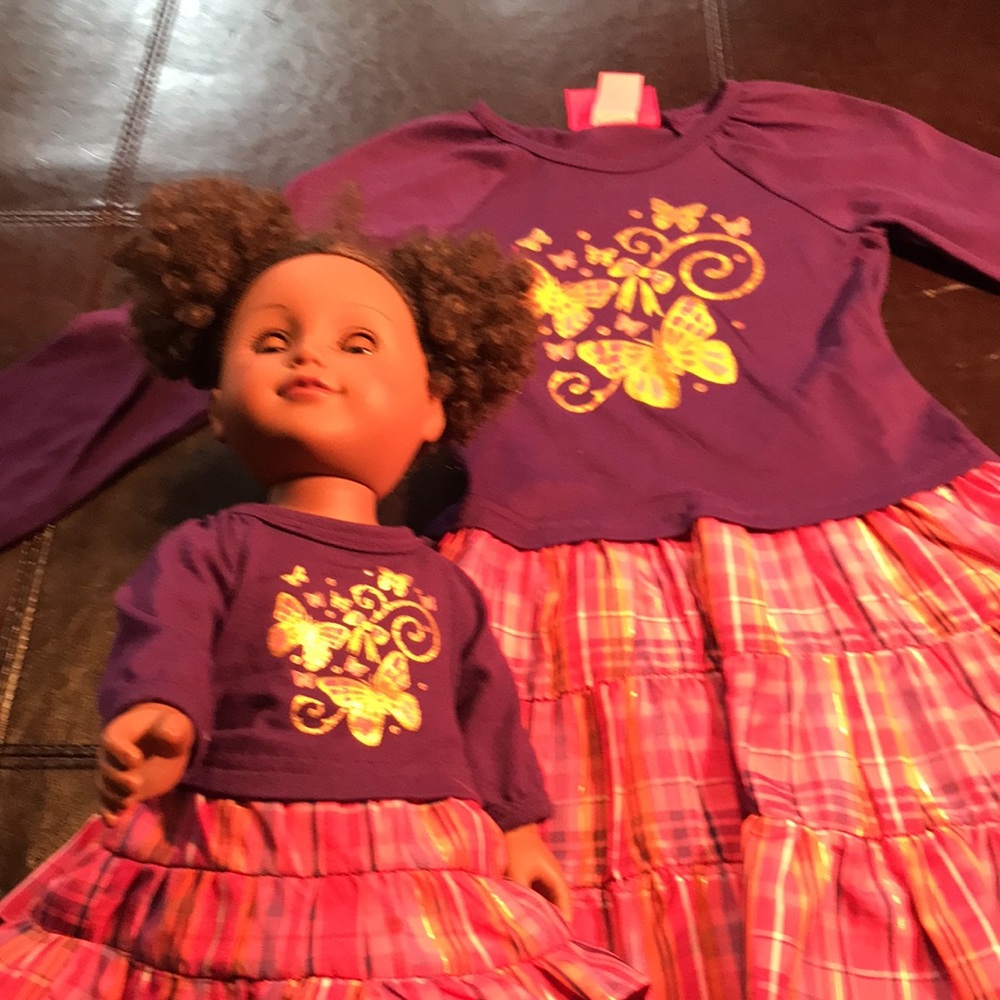 Girls dress and matching baby doll dress